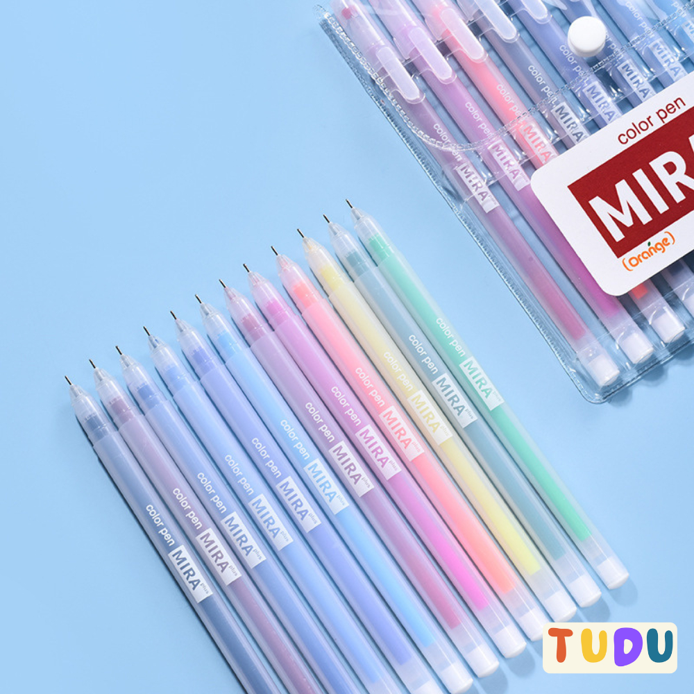 Bút mực gel Mira cao cấp dễ thương TUDU, bút viết sổ caliigrapy ngòi 0,5mm 10 màu dễ mix ra mực đều nhanh khô