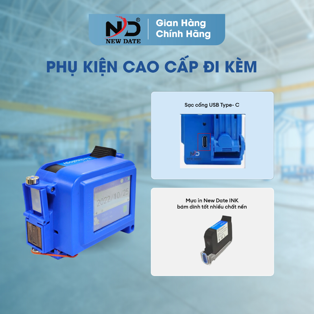 Máy In Date Cầm Tay Mini NEWDATE V3 - Màn Hình Cảm Ứng 2.4 Inch, In Date, NSX-HSD, Logo, Mã Vạch Trên Mọi Bề Mặt