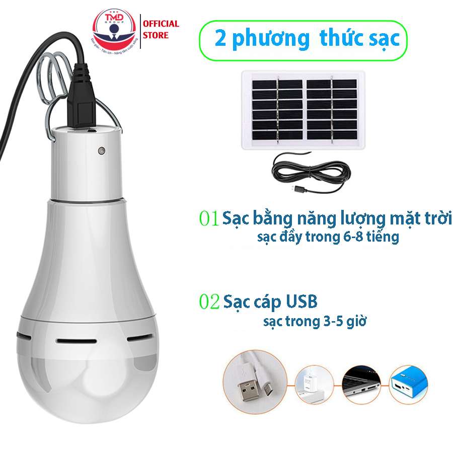 Bóng đèn led năng lượng mặt trời TMD GROUP tích điện, điều khiển từ xa - Sử dụng tới 22h, công suất 9w,7w