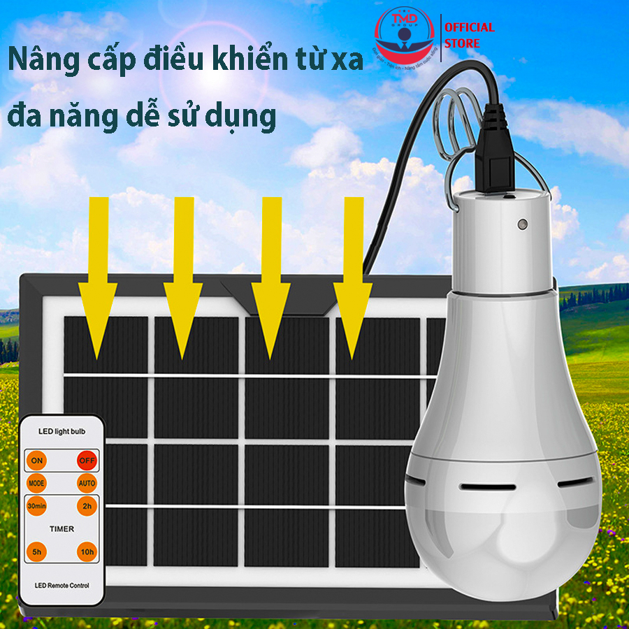 Bóng đèn led năng lượng mặt trời TMD GROUP tích điện, điều khiển từ xa - Sử dụng tới 22h, công suất 9w,7w