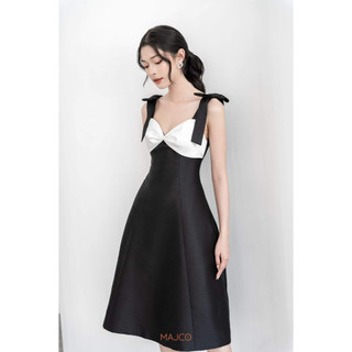 Đầm tafta 2 dây cột nơ dự tiệc sang trọng thiết kế theo số đo bigsize (thời trang bigsize vicky.g - anitagreen) QN0623