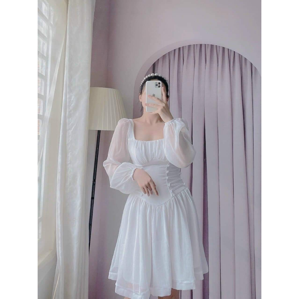 đầm voan dự tiệc tay dài công chúa nhấn eo bigsize (thời trang bigsize vicky.g - anitagreen) QN0623