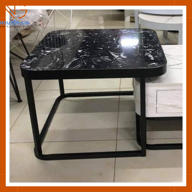 Bàn trà sofa mặt đá cặp đôi vuông 50 và 70cm cao cấp có ngăn kéo đẹp, tiện lợi, hiện đại