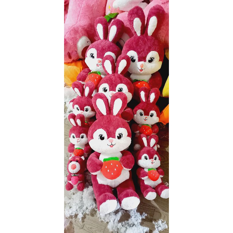 Gấu dâu thỏ ôm trái dâu