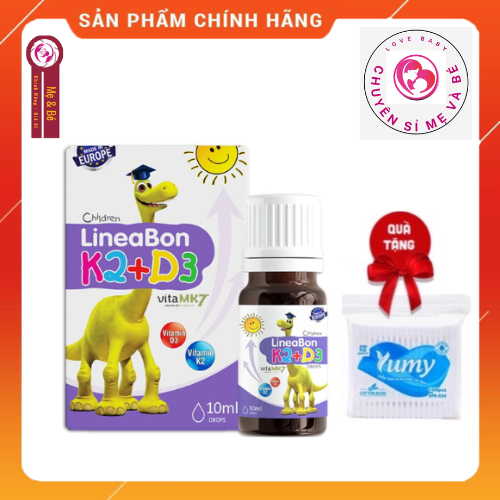 Lineabon d3 k2 Vitamin d3 k2 mk7 Vitamin d3 cho trẻ sơ sinh Canxi d3k2 Lọ 10ml