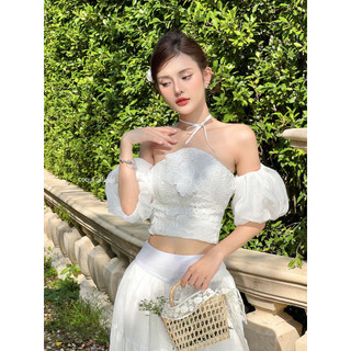 Set tiểu thư hoa 3D tay phồng PEONY - COQUI