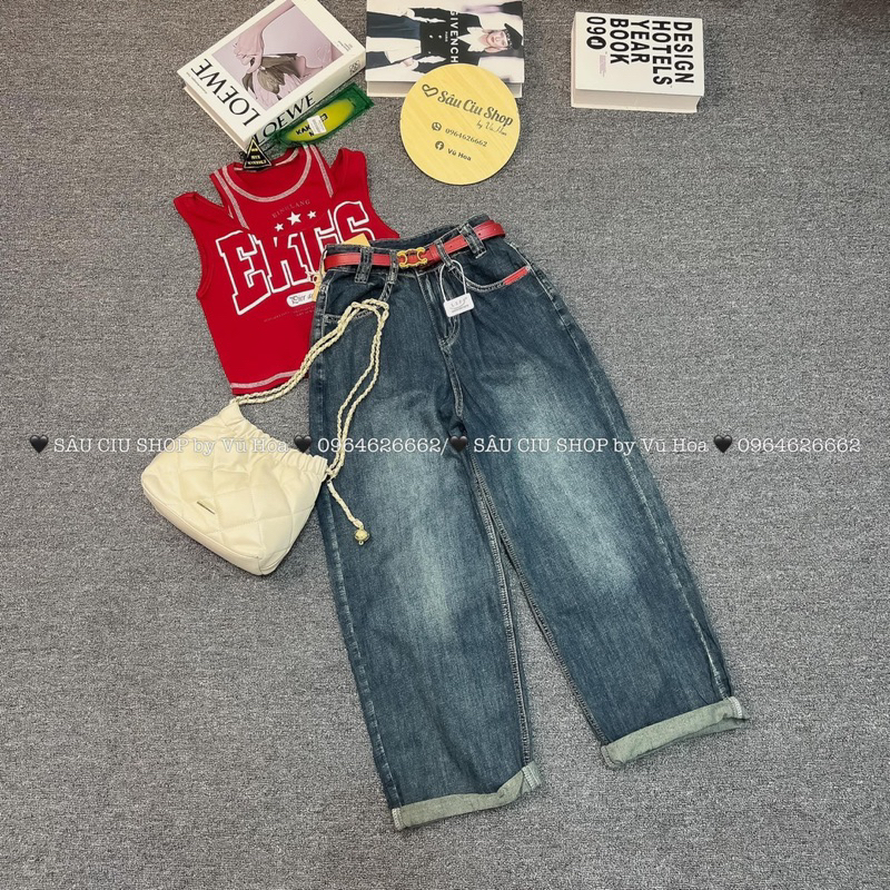 Quần jeans dáng bagy thụng hàng QC + tặng kèm betl đổ ảnh thật - hàng sẵn