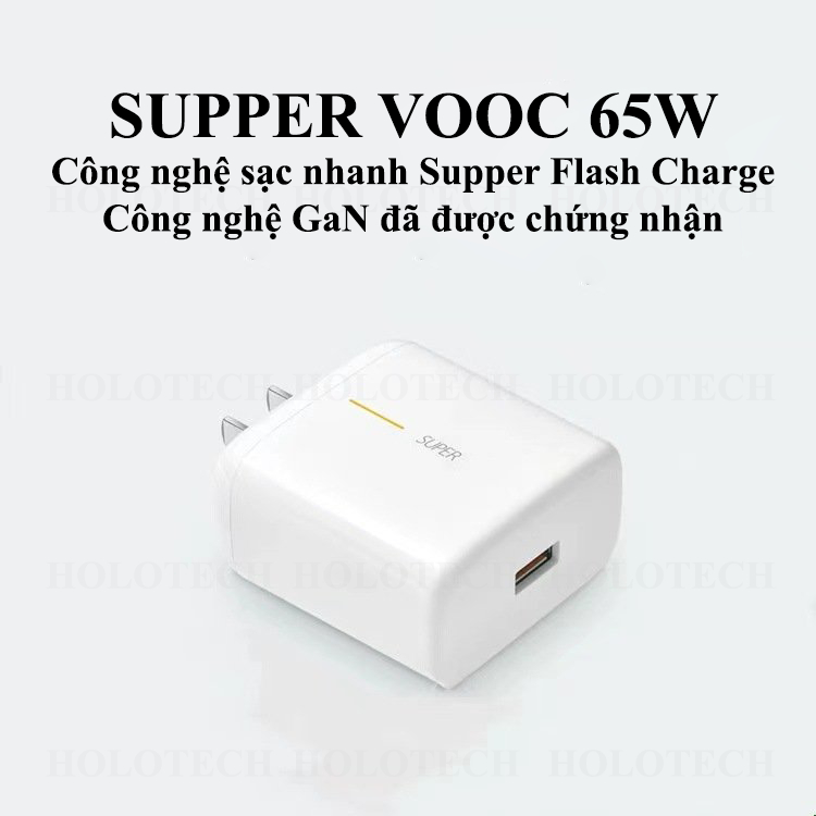 Bộ Sạc Nhanh SuperVOOC 65W Cho OPPO - Cáp Type C SuperVOOC 1m- Chính Hãng HOLOCOM