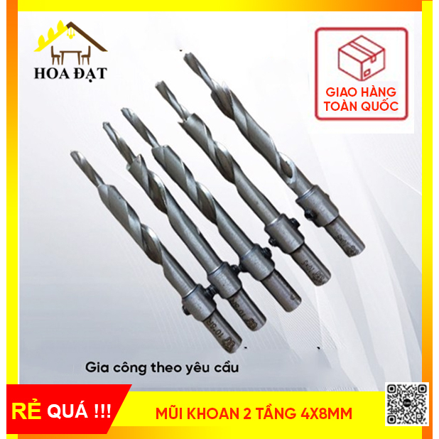 Mũi Khoan 2 Tầng, 4x8mm – 2 Loại Ngắn/Dài – Mũi Khoan Sắt Bén – Tốc Độ Khoan Nhanh – Dễ Dàng Tháo Lắp