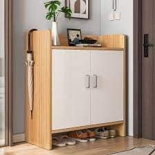 Tủ giày gỗ 2 ngăn cánh trắng