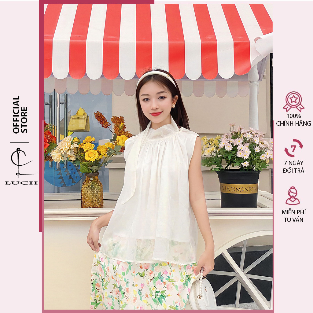 Áo kiểu nữ LUCII tiểu thư thiết kế form rộng sát nách 2 lớp chất vải tơ hàn cao cấp - LU50