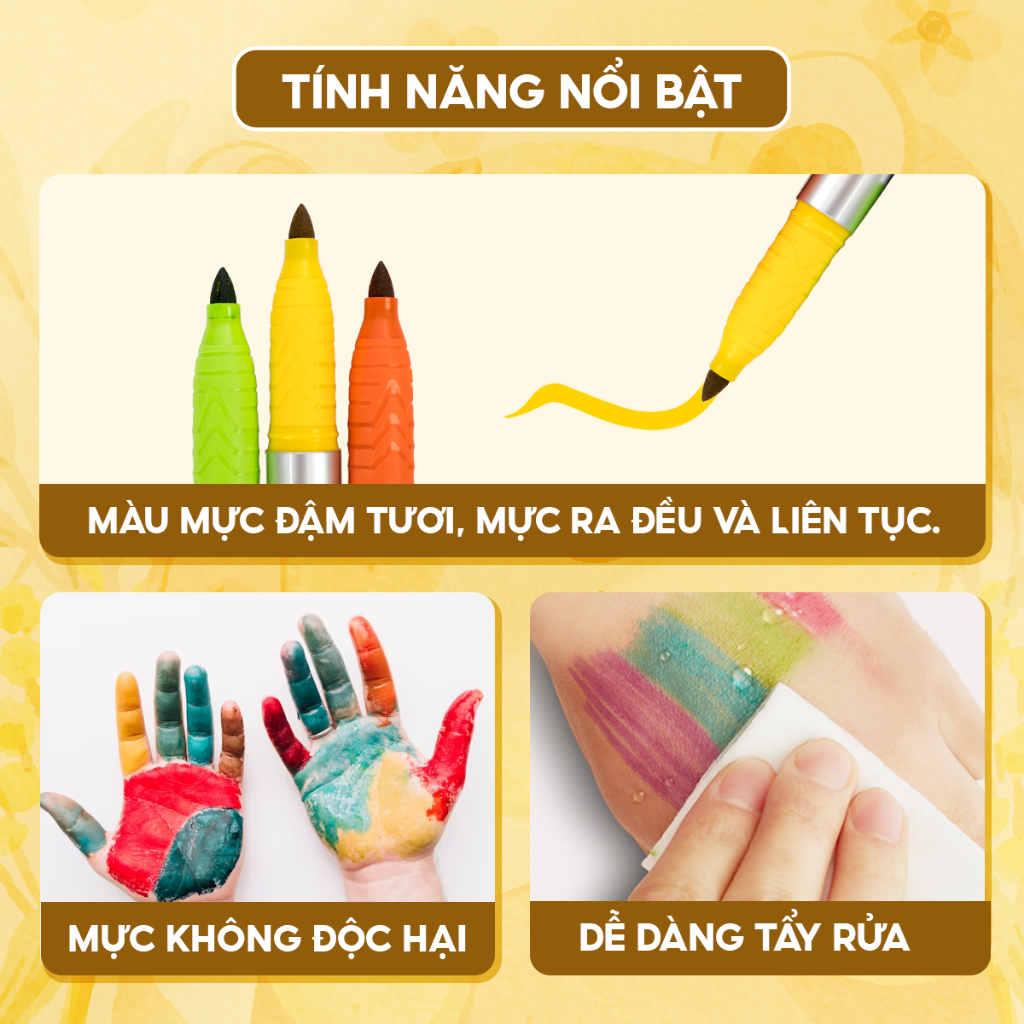 Bút Lông Dầu Mỹ Thuật Thiên Long Colokit - Mực đậm tươi đều màu an toàn sử dụng PM-C01