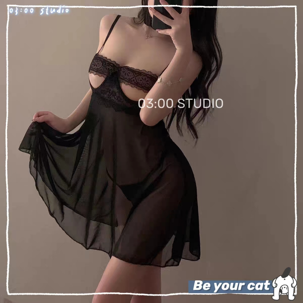 （Giao hàng bảo mật）😺Váy/Đầm ngủ sexy😺Không vớ😺hai dây ren voan mỏng phối gợi cảm vóng bỏng quyến rũ--ella(050)