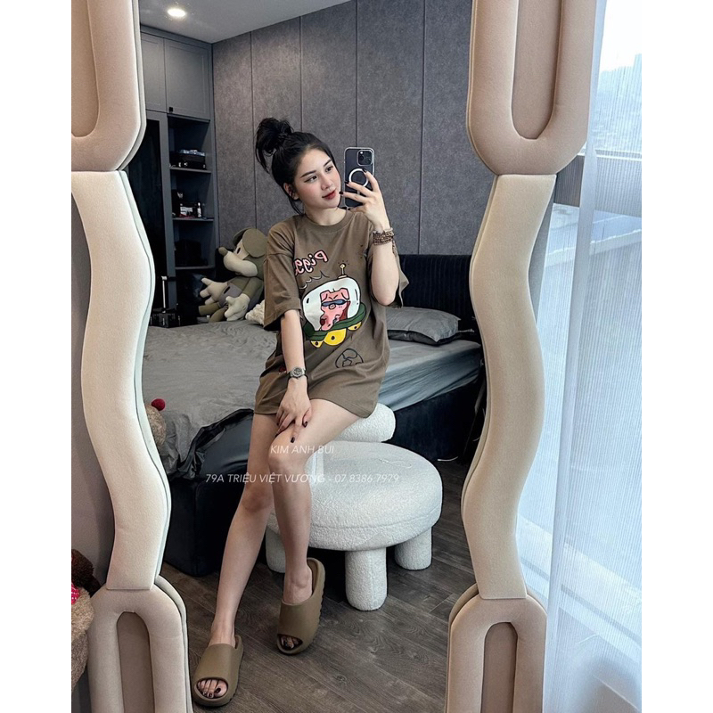 Áo phông hình lợn form rộng chuẩn Kim Anh Bùi