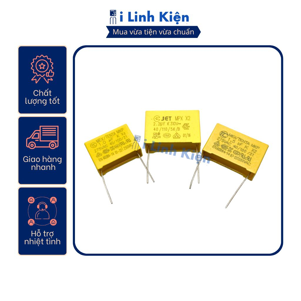 Tụ lọc nguồn AC 0.47uF 275V chân 15mm