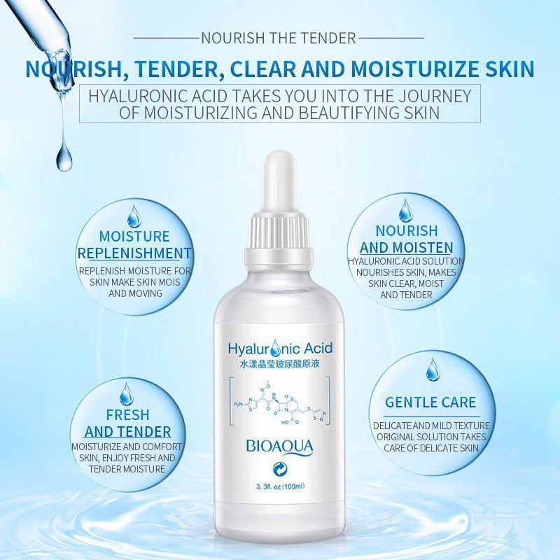 Serum Bioaqua 100ml Hyaluronic Acid Siêu Cấp Ẩm Dưỡng Da Trắng Sáng Căng Bóng, Giảm Thâm Sạm Nám, Giúp Thủ Nhỏ LCL