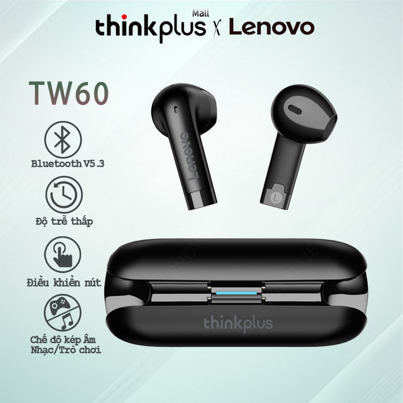 Tai nghe không dây bluetooth 5.3 Thinkplus x Lenovo TW60  thể thao chơi game có mic giảm tiếng ồn âm nổi kép chờ lâu 300mAh
