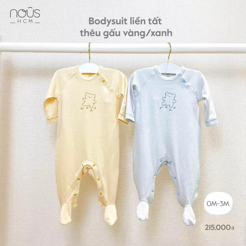 Bodysuit sơ sinh liền tất thu đông Nous cho bé