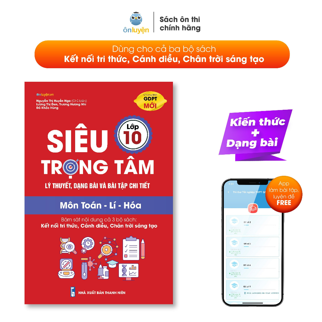 Sách Siêu trọng tâm lớp 10 môn Toán, Lí, Hóa dùng cho cho cả 3 bộ Kết nối, Cánh diều, Chân trời (Nhà sách Ôn luyện)