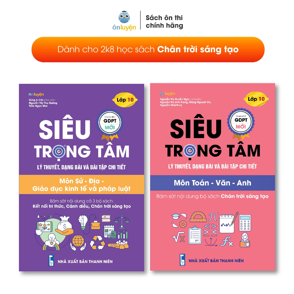 Lớp 10(bộ Chân trời) Combo 2 sách Siêu trọng tâm Khoa học xã hội và Toán-Văn-Anh [Nhà sách Ôn luyện]