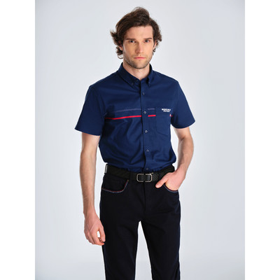 Beverly Hills Polo Club - Áo sơ mi ngắn tay ngắn tay Nam Slim Fit Xanh Navy- CMSSS23TL004