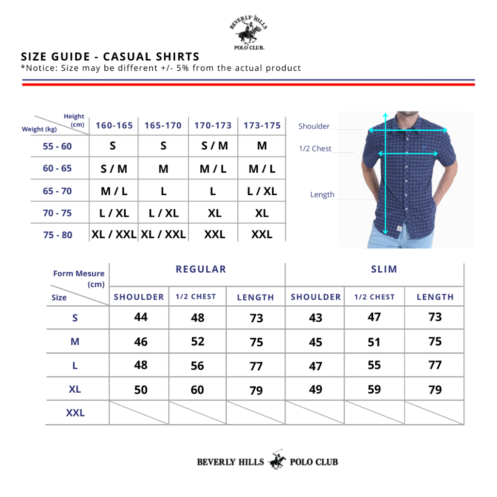 Beverly Hills Polo Club - Áo sơ mi ngắn tay Nam Slim Fit RD Đỏ- CMSSS23TL006