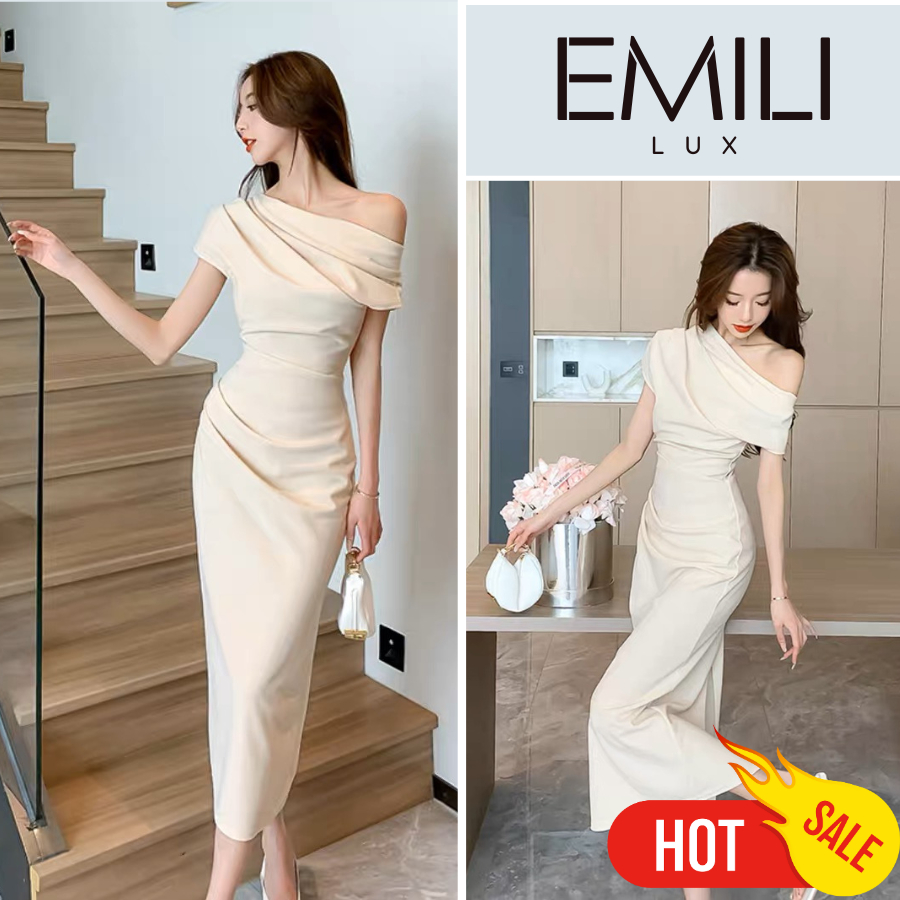 Váy trễ vai Emili dáng dài kiểu trễ vai, váy body tôn dáng cực đỉnh [V154]