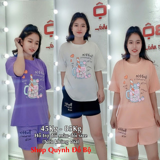 Đồ Bộ Nữ Mặc Nhà Anquachi Đẹp Thun Cotton Nữ Mặc Ngủ Ở Nhà Dễ Thương Quần Đùi Cute S161