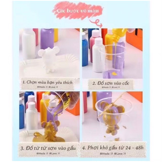 Móc Khóa gấu đổ màu brick bear
