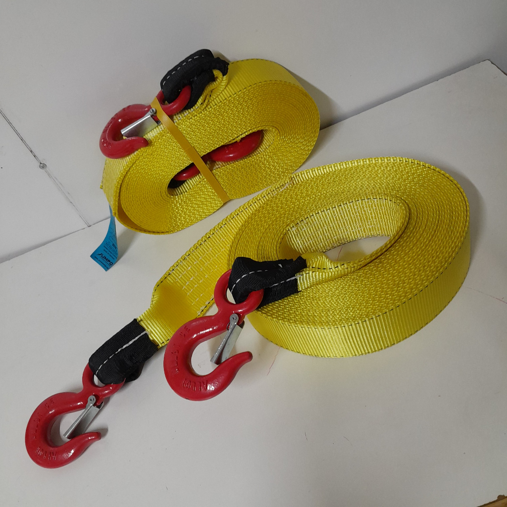 Dây cáp vải kéo cứu hộ xe ô tô, dây cáp vải kéo hàng, kéo Pallet thùng xe tải, container bản 75mm 2 đầu móc