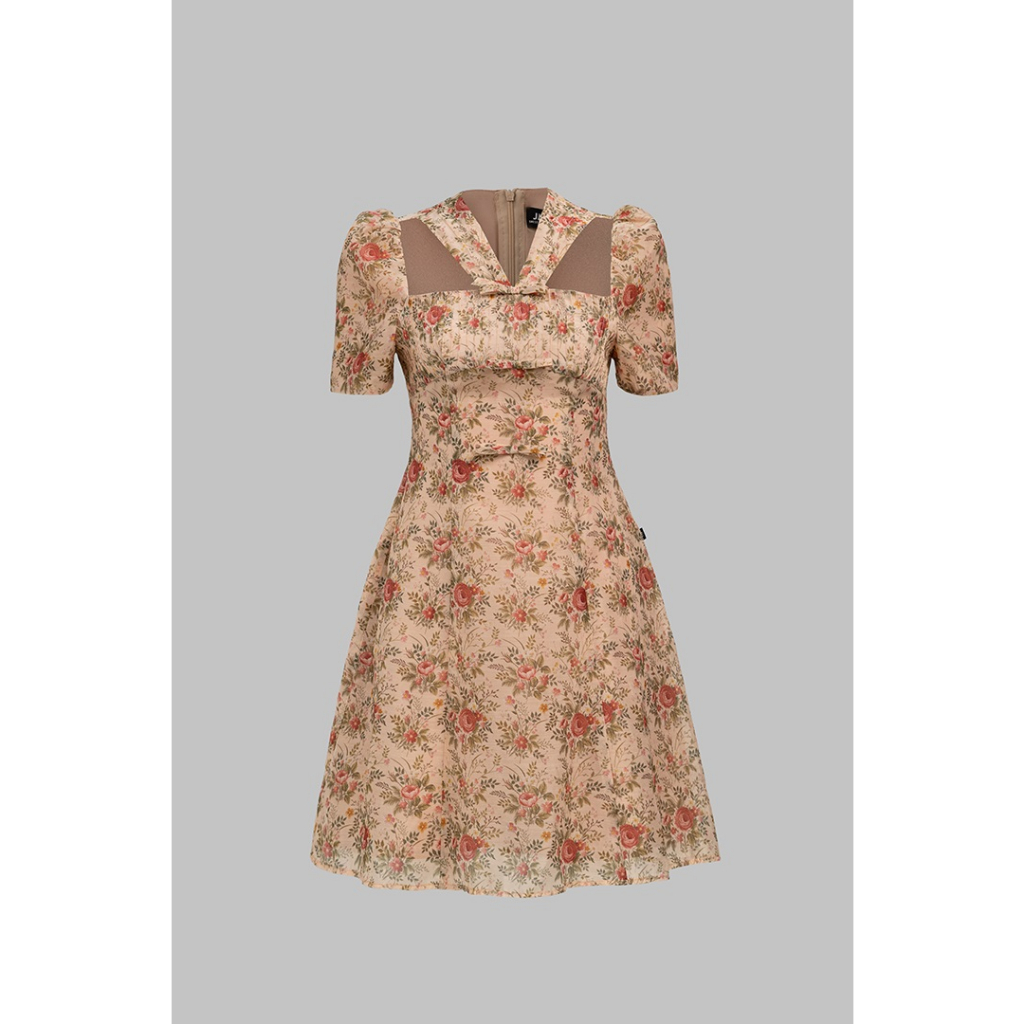 JM Dress Desgin - Đầm Pattern chân đổ, 1 hàng nơ 1R11.2305OG