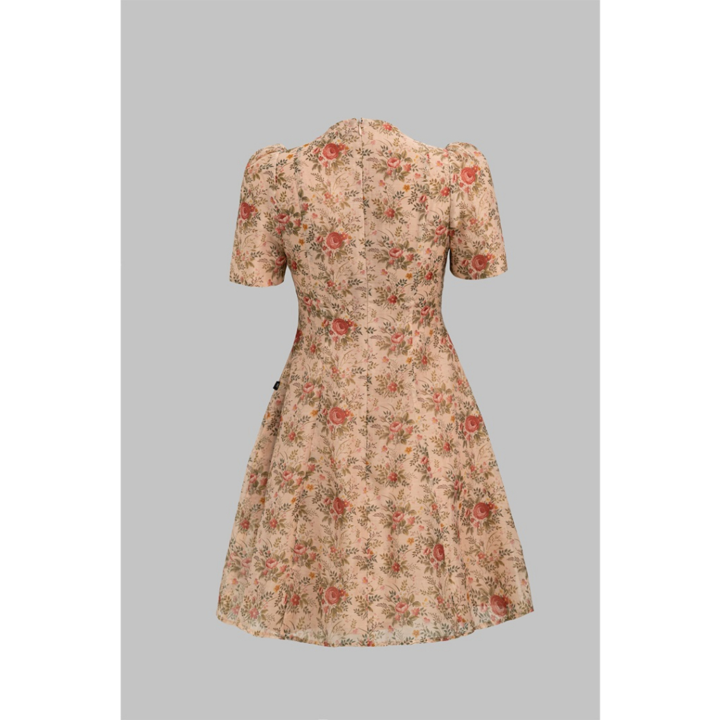 JM Dress Desgin - Đầm Pattern chân đổ, 1 hàng nơ 1R11.2305OG