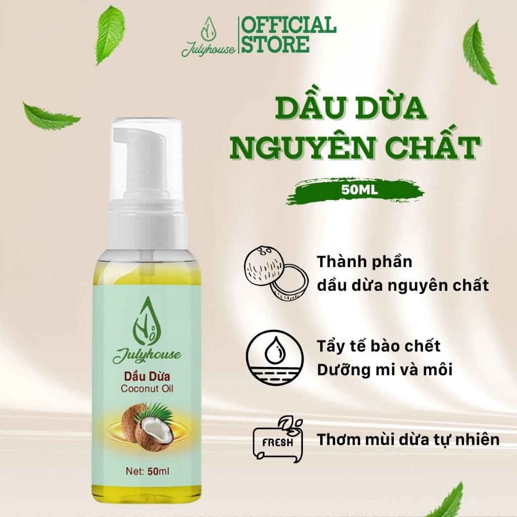 Dầu Dừa giúp phục hồi và dưỡng tóc chắc khỏe 50ml JULYHOUSE