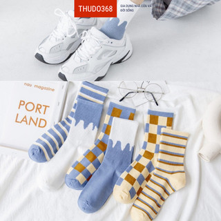 Tất - vớ cotton cổ cao họa tiết đơn giản xinh xắn cho nữ