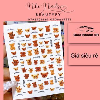 Stick dán móng tay hình gấu