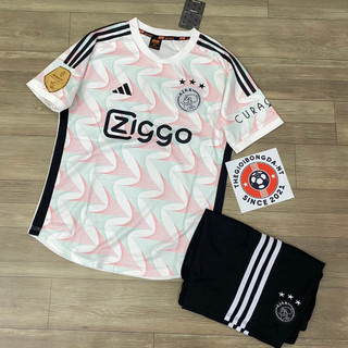Bộ quần áo bóng đá Ajax trắng gơn sóng sân khách thun mè HD2024-FLG