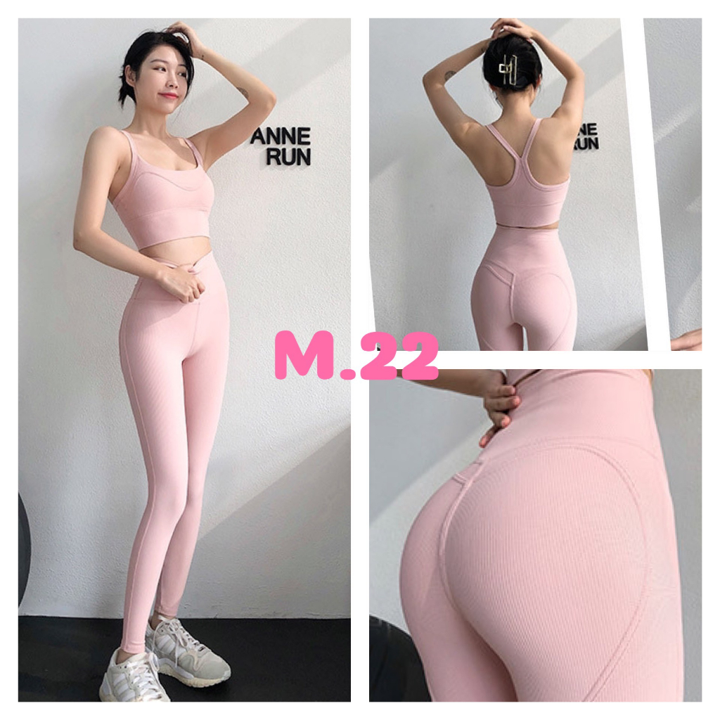 Bộ đồ tập gym yoga ... thun tăm có sẵn mút ngực