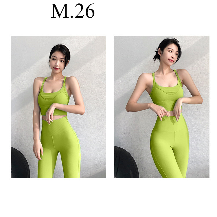 Bộ đồ tập gym yoga ... thun tăm có sẵn mút ngực