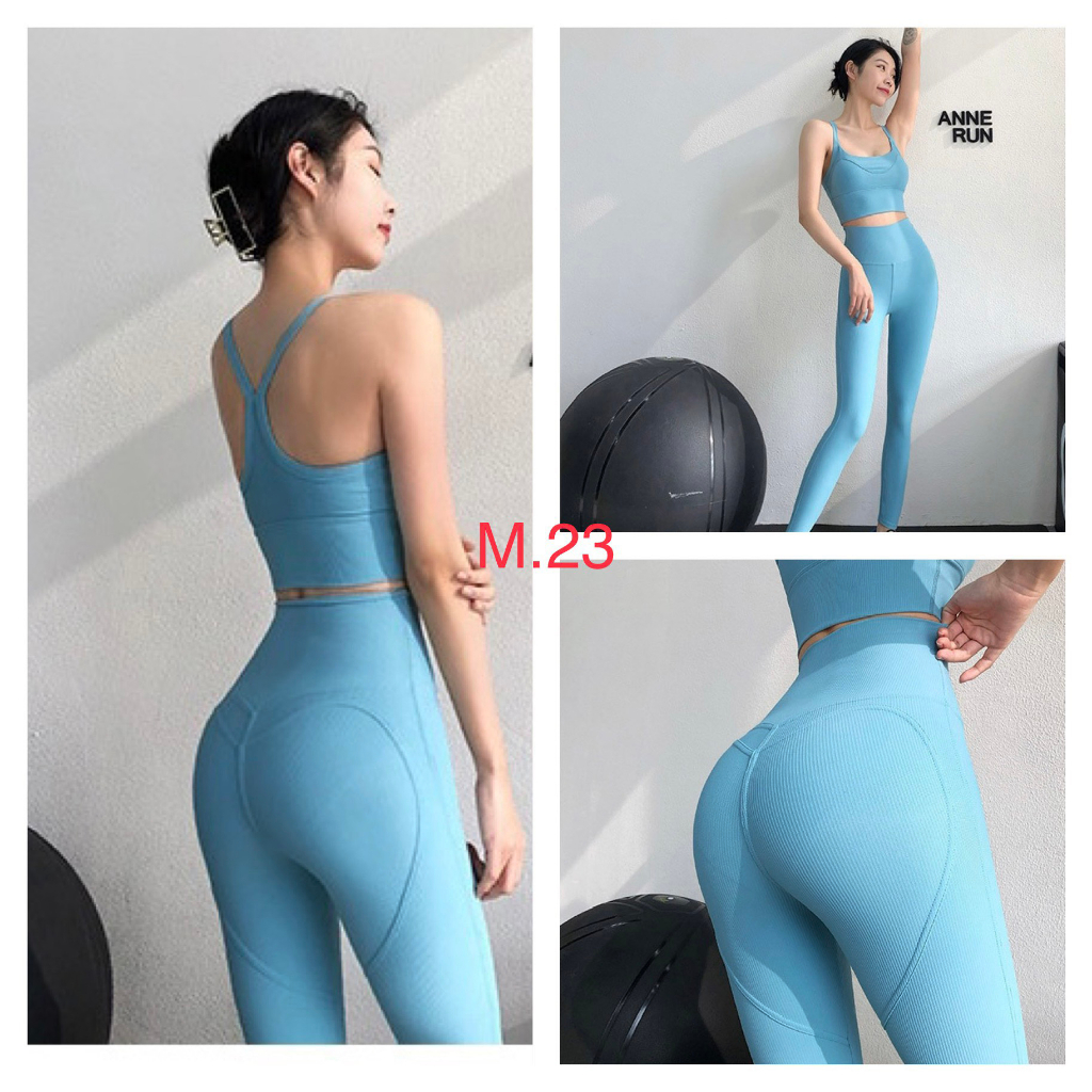 Bộ đồ tập gym yoga ... thun tăm có sẵn mút ngực