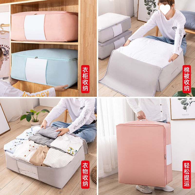 Túi Đựng Chăn Màn Quần Áo, Giỏ Vải Đựng Đồ Đa Năng Nắp Khóa Kéo Cỡ Lớn Đa Năng 88400