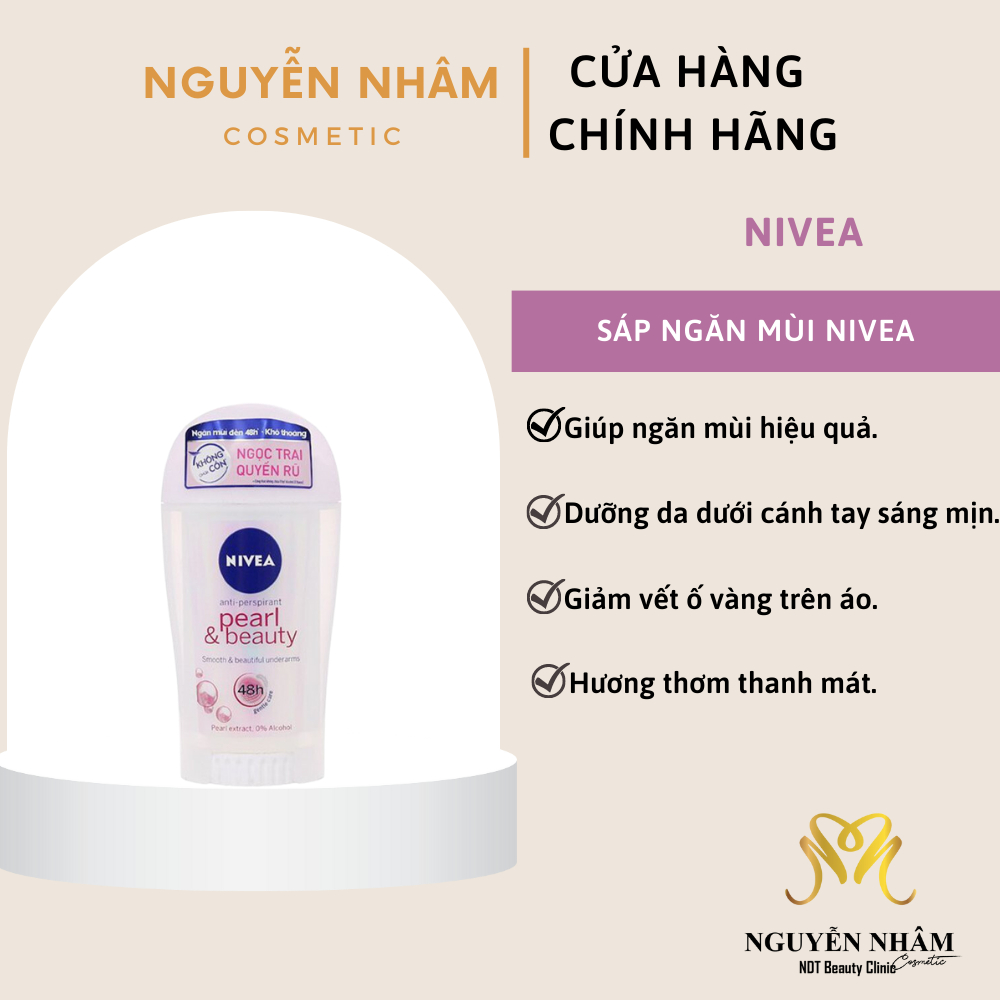 Sáp Ngăn Mùi Dưỡng Sáng Da Ngọc Trai Nivea Pearl & Beauty Anti-Perspirant 48h Protection 40ml