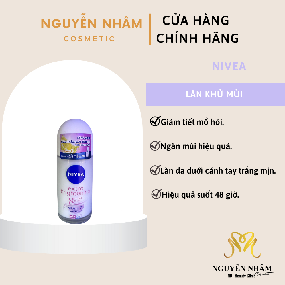 Lăn Khử Mùi Nivea Extra Brightening 48h 50ml