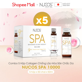 Combo 5 hộp Collagen thủy phân NUCOS Spa 10.000 phục hồi làn da giảm nếp nhăn sâu hộp 10 chai x 50ml