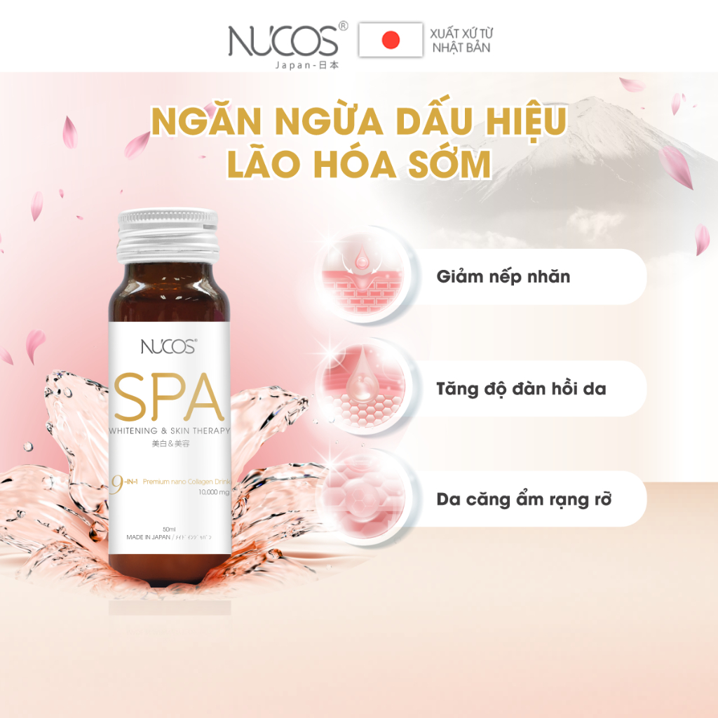 Combo 5 hộp nước uống collagen chống lão hóa trắng da Nucos Spa 10000 50ml x 5 x 10 chai