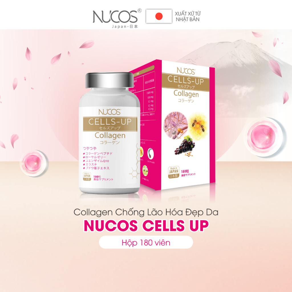 Viên uống collagen đẹp da chống lão hoá Nucos Cells Up 180 viên