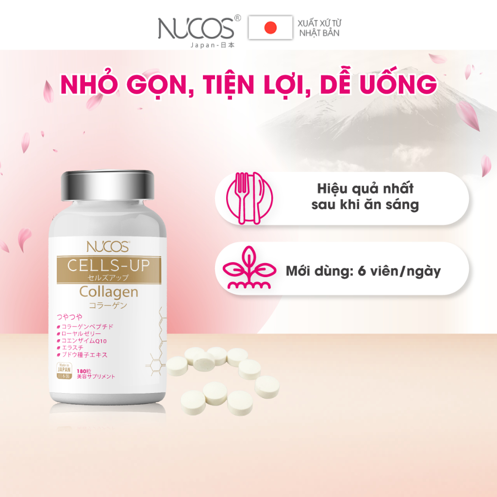 Viên uống collagen đẹp da chống lão hoá Nucos Cells Up 180 viên