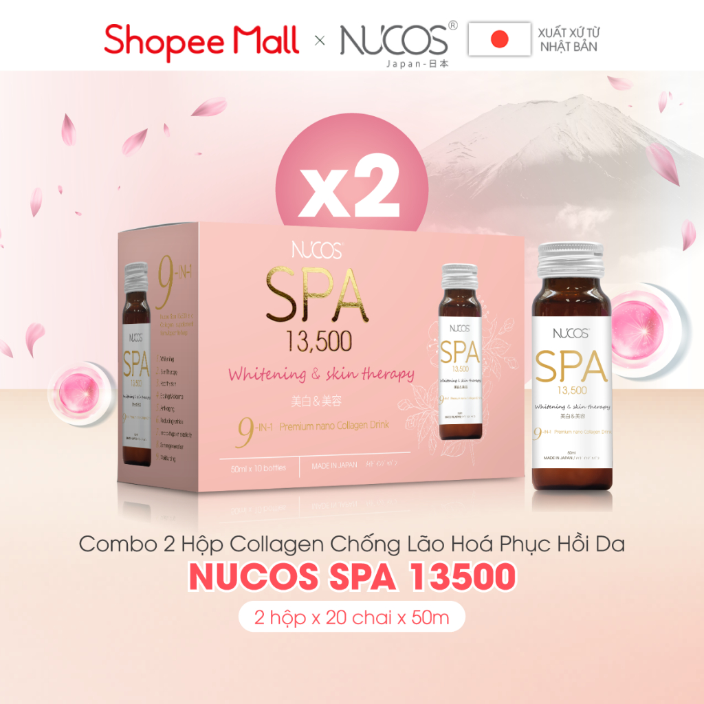 (MUA 2 TẶNG 1 DATE T10.2024) Combo 2 hộp collagen uống chống lão hóa phục hồi da Nucos Spa 13500 50ml x 2 x 10 chai