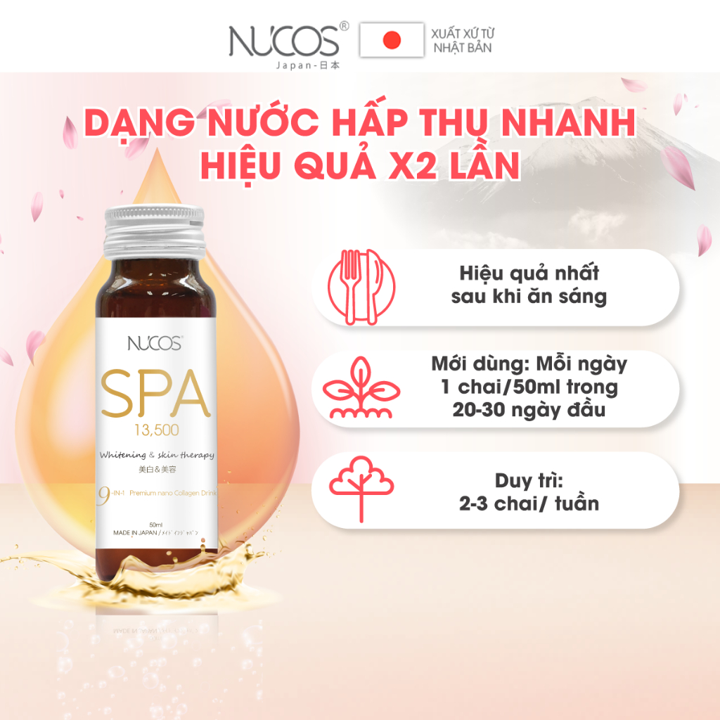 (MUA 2 TẶNG 1 DATE T10.2024) Combo 2 hộp collagen uống chống lão hóa phục hồi da Nucos Spa 13500 50ml x 2 x 10 chai