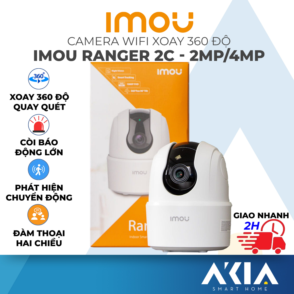 Camera IMOU Ranger 2C phiên bản 2MP/4MP TA22CP xoay 360 kết nối wifi , Theo dõi chuyển động,BH 2 năm