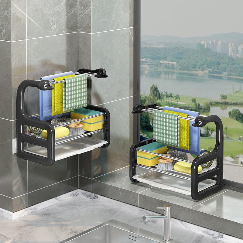 Giá Để Giẻ Thoát Nước Nhà Bếp Giá Để Đồ Giá Để Bàn Gắn Tường Không Cần Đục Lỗ Để Làm Khô Miếng Bọt Biển Tủ Sắp Xếp Nhà B